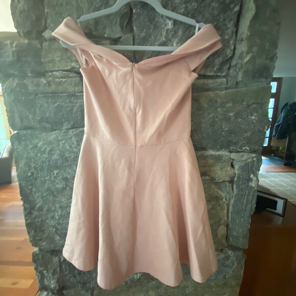 LULUS FIT AND FLARE OFF THE SHOULDER MINIDRESS IN BLUSH/DUSTY ROSE PINK SZ MED - Picture 3 of 5